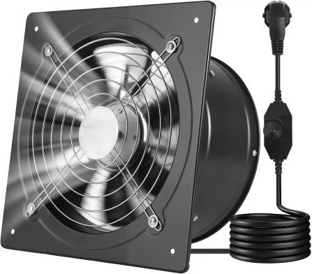 VEVOR Abluftventilator mit Drehzahlregelung Schwarz, leistungsstarker Wandventilator für Garage, Keller und Werkstatt, 1678 m³/h, B/H: 30 x 30 cm - Bild 1