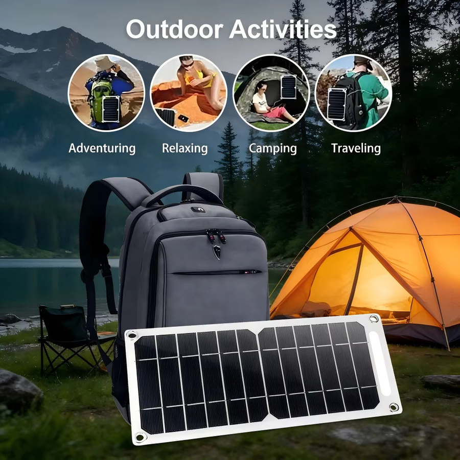 EESBAO Tragbares 6W USB Sunpower Solarpanel 5V Solarplatte in Schwarz mit USB-A Anschluss für Handy und Powerbank - Bild 3
