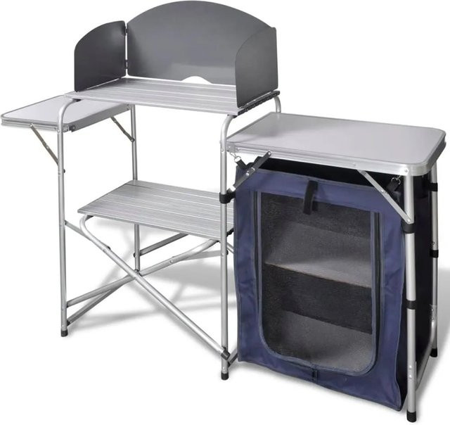 vidaXL Campingküche Klappbar in Silber aus Metall und MDF - Bild 1