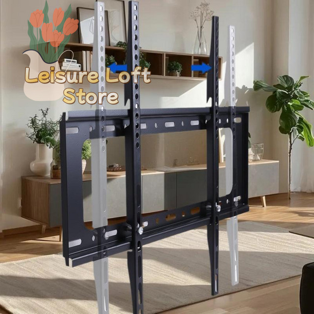 Universelle TV-Wandhalterung für Bildschirme von 26–65 Zoll, verstellbare Halterung mit niedrigem Profil, VESA-kompatibel für LCD- und LED-Fernseher sowie Monitore, Schwarz - Bild 1