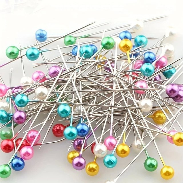 100 Stück Gestrickte Perlen-Lichtnadeln aus Metall in Multicolour für Patchwork und Nähwerkzeuge - Bild 1