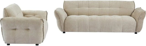 Vente-unique Couchgarnitur Napizo mit 3-Sitzer Sofa und Sessel in Beige aus meliertem Stoff, Breite: 228 cm, Tiefe: 120 cm