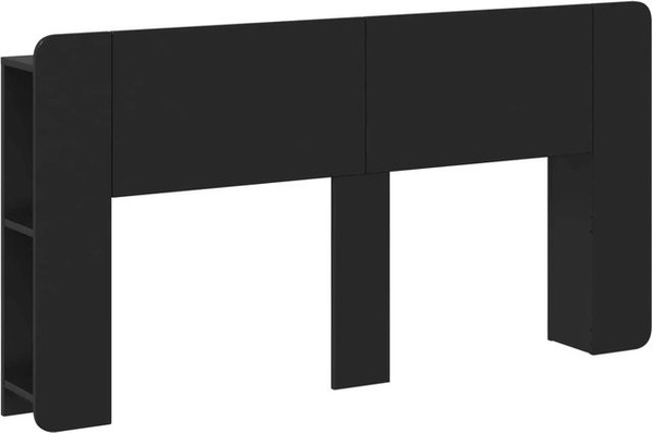 vidaXL Kopfteil mit integriertem Schrank und Ablagefläche in Schwarz aus Holzwerkstoff, B/H: 182,5 x 80,0 cm