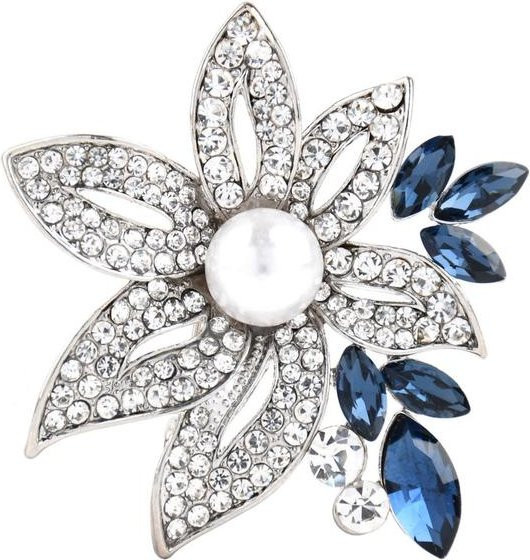 YIRAN Jewelry Brosche, Messing, Silber, Perle, Kristall, Damen - Bild 1