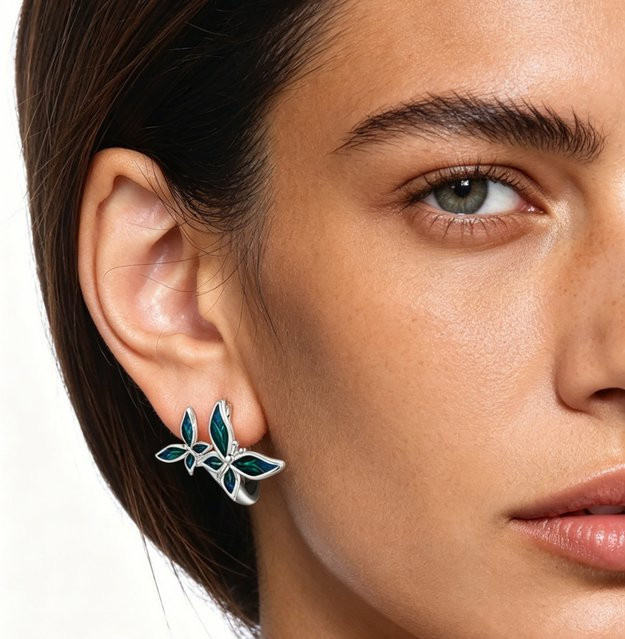 MISEFF Ohrringe, 925 Silber, blauer Schmetterling, Damen - Bild 1