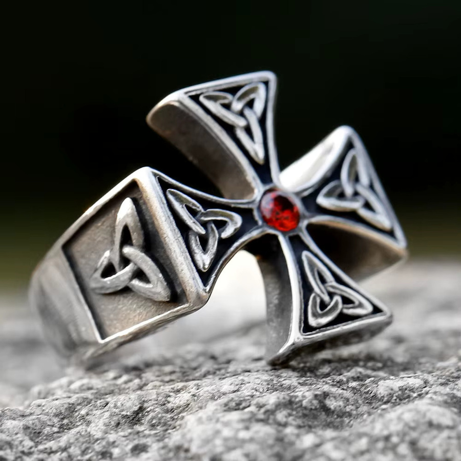 Vikingar Lin Ring Edelstahl, Silber, roter Zirkonia, Unisex - Bild 3