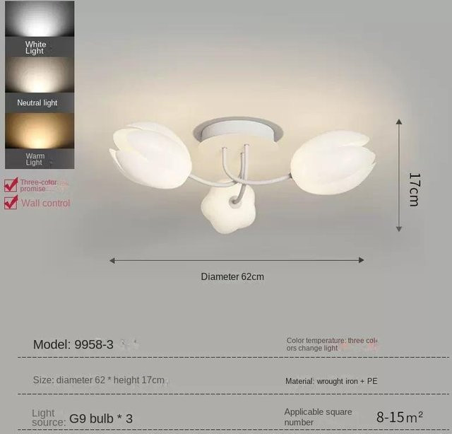 Yuda Lighting Yulan Flower LED Deckenleuchte in Weiß für Wohnzimmer und Schlafzimmer mit 3 Leuchtmitteln und dimmbarer Funktion - Bild 1