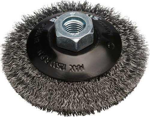 Rhodius PROline Stahl-Kegelbürste SKBW mit gewelltem Stahldraht für Winkelschleifer, Durchmesser: 100 mm, Bohrung: 20 mm, Gewinde: M14 - Bild 1