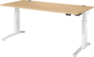 Schäfer Shop Genius ERGOSTYLE S Schreibtisch, elektrisch höhenverstellbar, Rechteck, C-Fuß, Ahorn/weiß, B: 180 cm, T: 80 cm, H: 63,5-130,5 cm - Bild 1