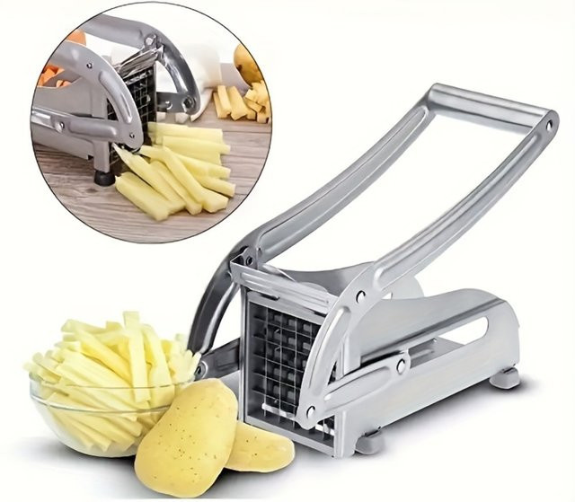 Set aus Edelstahl Obst- und Gemüseschneider in Silber für Pommes-Frites und Kartoffeln - Bild 1