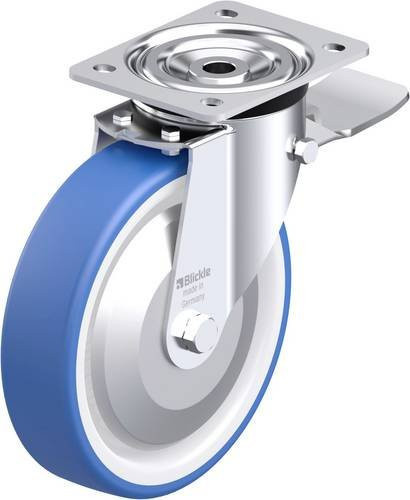 Blickle L-POTHS 200XK-ST-FA Stahlblech-Lenkrolle in Blau und Stahl mit 200 mm Rad-Durchmesser und 400 kg Tragfähigkeit - Bild 1