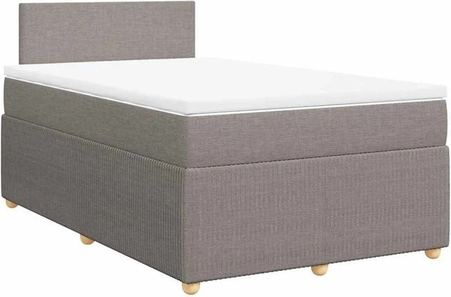 vidaXL Boxspringbett mit Matratze in Taupe, Hybrid-Bett mit USB-Ladeport und Unterbettbeleuchtung, B/T: 120 x 190 cm - Bild 1