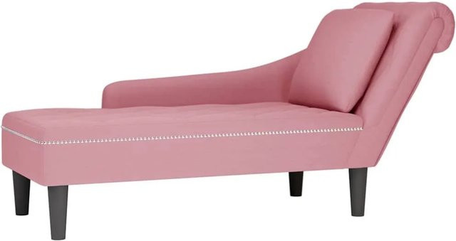 vidaXL Chaiselongue mit Kissen und rechter Armlehne aus Samt in Rosa, B/T/H: 145 x 56 x 70 cm, Höhe: 110 cm - Bild 1