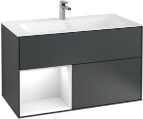 V&B Waschtischunterschrank Finion mit Wandbeleuchtung, lackiert, Breite: 99,6 cm, Tiefe: 49,8 cm, Höhe: 1,0 cm - Bild 1