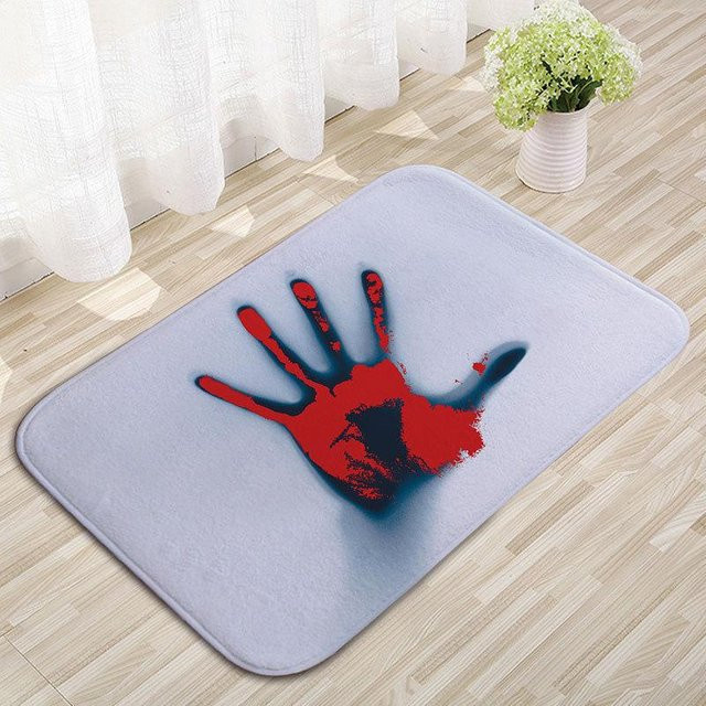 Halloween Fußmatte Lodestar mit Blut-Handabdruck, weiß, B/T: 60 x 40 cm - Bild 1