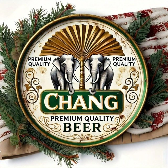 CIFBUY Metall-Wanddekoration Chang Beer Blechschild Vintage-Elefant, B/H: 20,3 x 20,3 cm, Multicolour - Bild 1