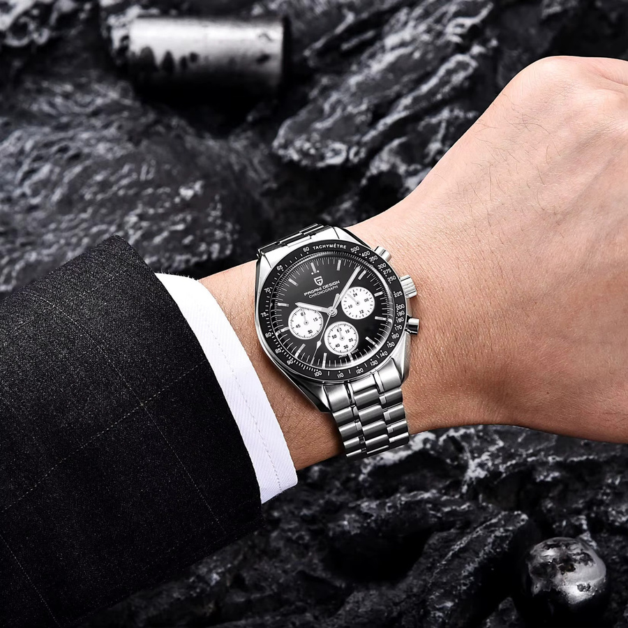 PAGANI DESIGN Armbanduhr, Chronograph, Quarz, Edelstahl, Weiß, Herren - Bild 5