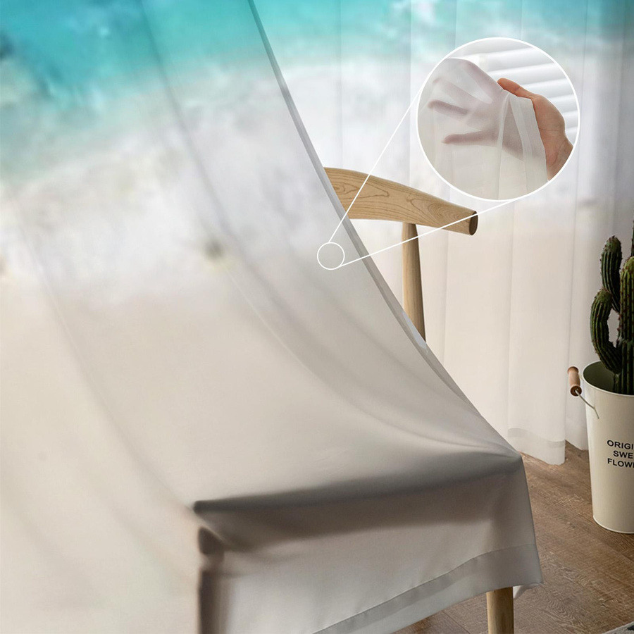 Super Six Transparente Tüllvorhänge aus Chiffon in Maritim-Design, Breite: 135 cm, Höhe: 114 cm - Bild 2