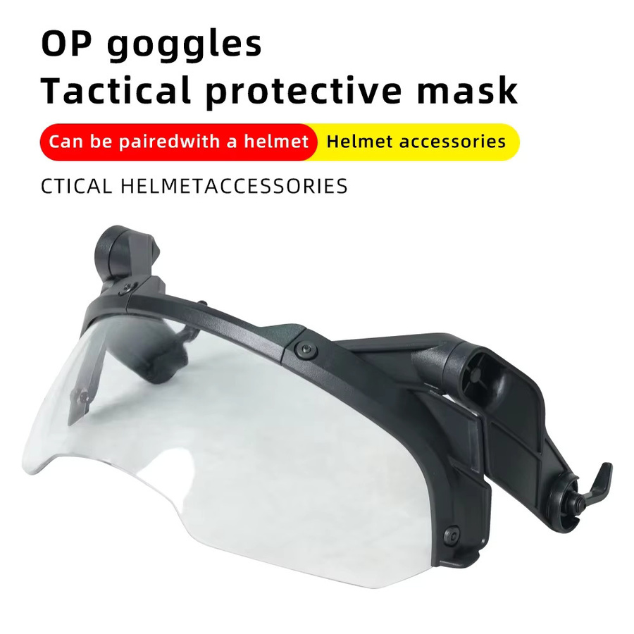 Taktischer FAST MICH Helm mit abnehmbarer Schutzbrille und Hörnern, Antibeschlag-Effekt, Farben: Schwarz oder Grün, Brille: Klar - Bild 5