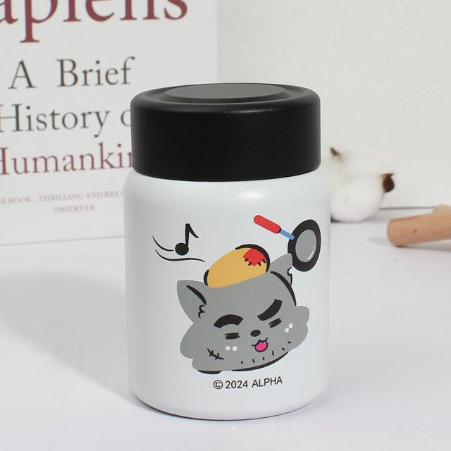 Yiran Furniture Mini Thermosbecher mit Grauer Wolf und Faules Schaf Motiv, Tragbarer Wasserbecher, 200ml - Bild 1
