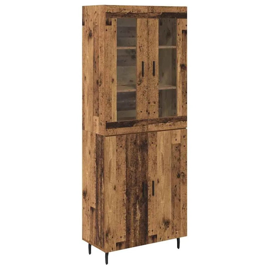 vidaXL Highboard 2-teilig in Altholz-Optik mit Glastüren, Braun, B/T/H: 180 x 34 x 69,5 cm - Bild 2