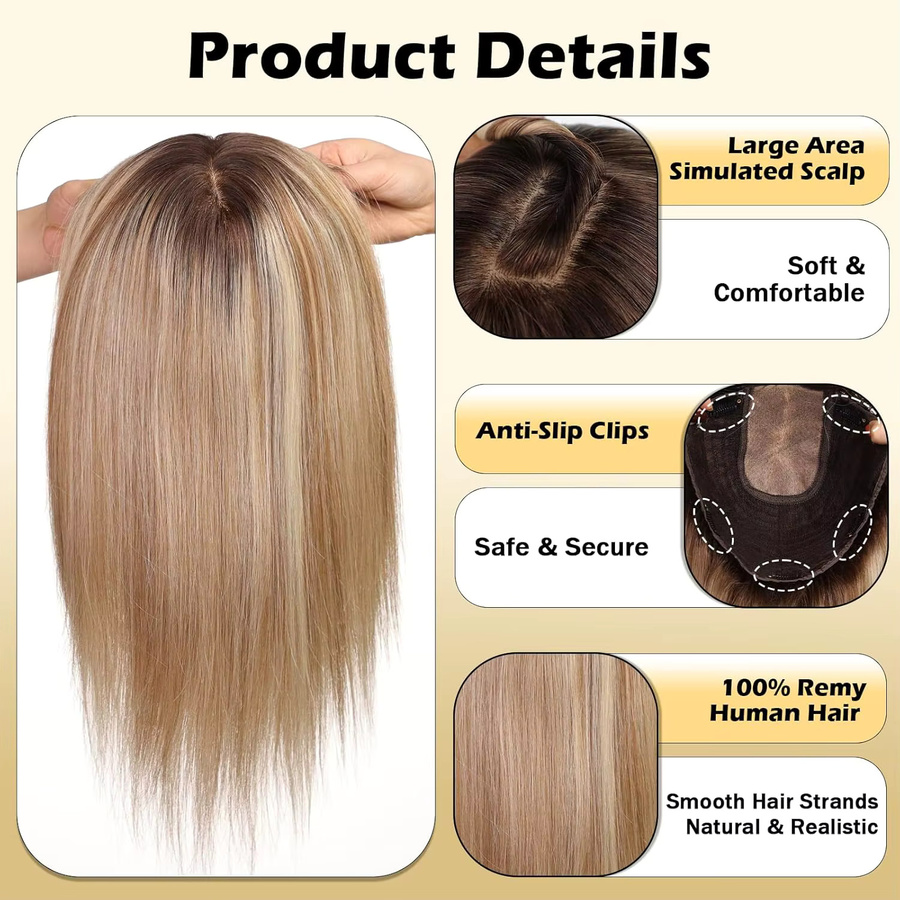 HAIRCUBE Remy-Echthaar-Topper, braun-blond, glatt, 40,6 cm, Damen - Bild 3