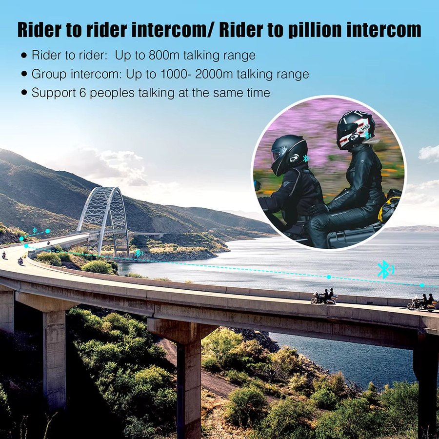 FreedConn Motorrad Helm Headset Bluetooth Intercom mit FM und wasserdichter Funktion in Schwarz - Bild 2