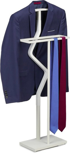 Relaxdays Herrendiener aus Stahl in Weiß, modern und beschwert, H: 107 cm, B: 47,5 cm, T: 20 cm - Bild 1