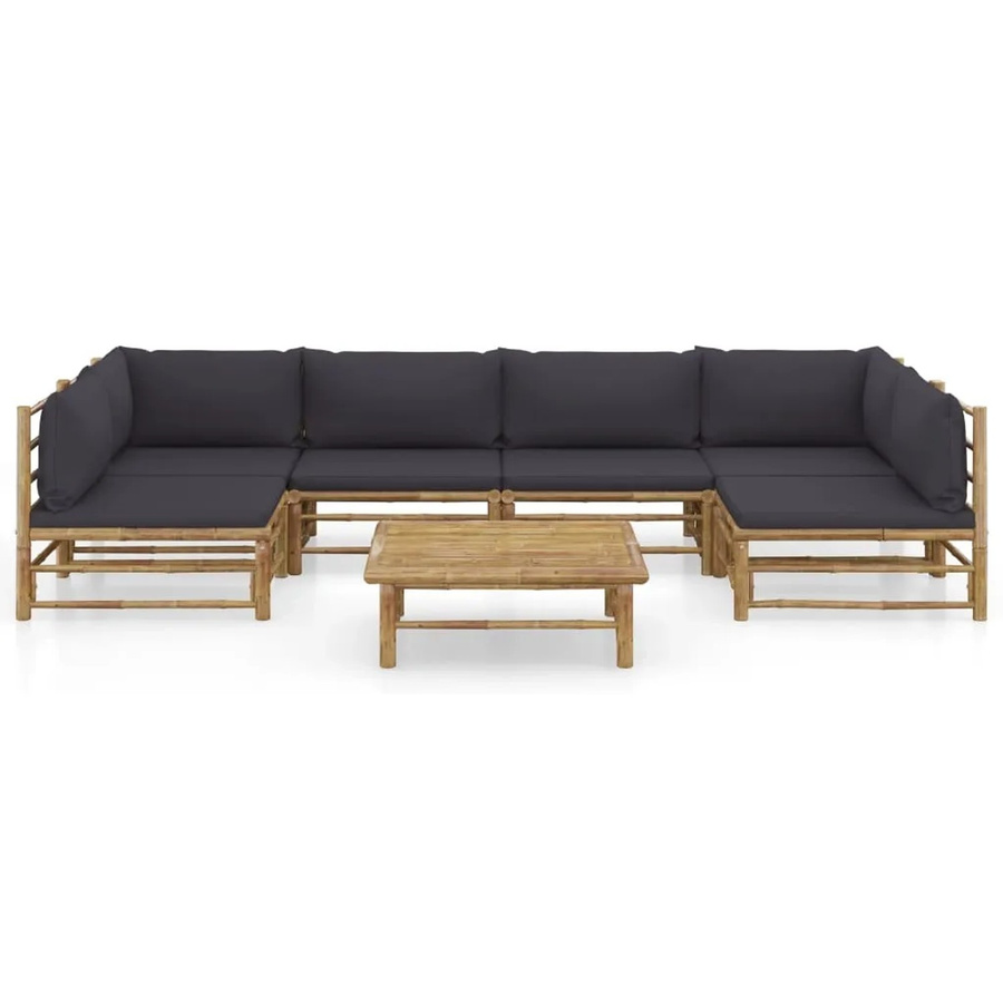 vidaXL 7-tlg Garten-Lounge-Set aus Bambus mit dunkelgrauen Kissen Modell 4 - Bild 2