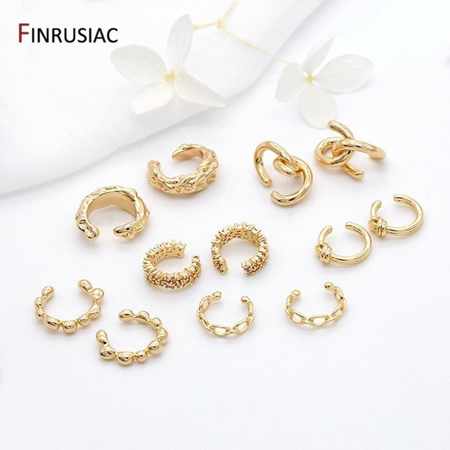 FINRUSIA Ohrclips, 14 Karat vergoldetes Messing, Gold, Damen - Bild 1