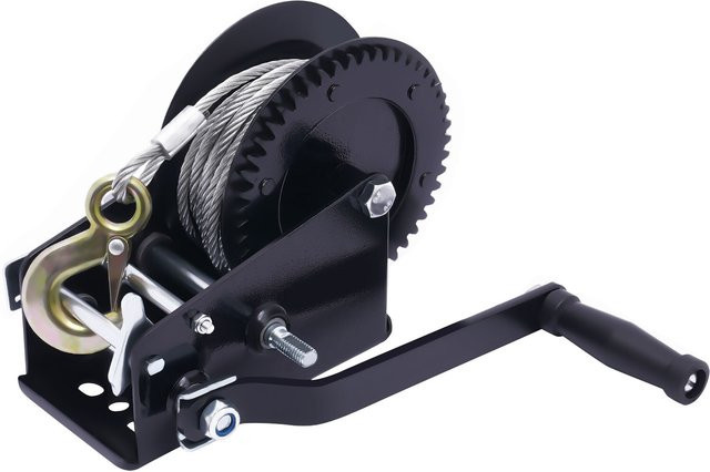 Bymaocar Manuelle Handwinde mit 10m Kabel und Doppelgetriebe-Verhältnis 4:1/8:1 für Bootsanhänger, Schwarz, Tragkraft 1500kg - Bild 1