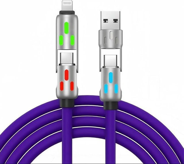 AlongChoice 4-in-1 USB-C auf USB-C Schnellladegerät Kabel 240W mit PD-Unterstützung, violett - Bild 1