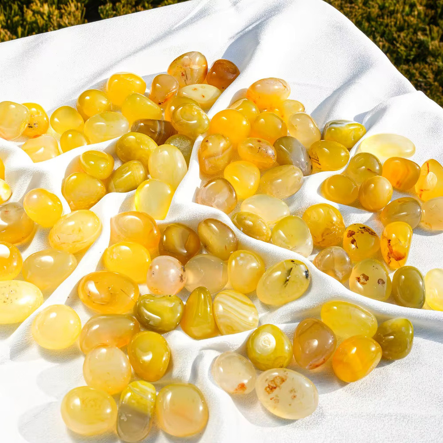 CrystalHola Gelber Achat Trommelstein Polierter Naturkristall zur Dekoration - Bild 4