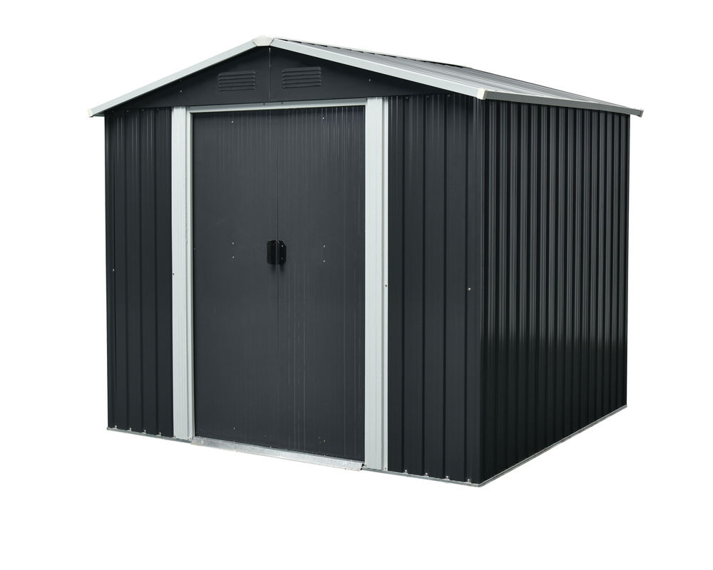 Pergart Gerätehaus Dresden II 106 aus Metall in Grau mit Satteldach und Schiebetür, B/T/H: 301 x 174 x 214 cm - Bild 4