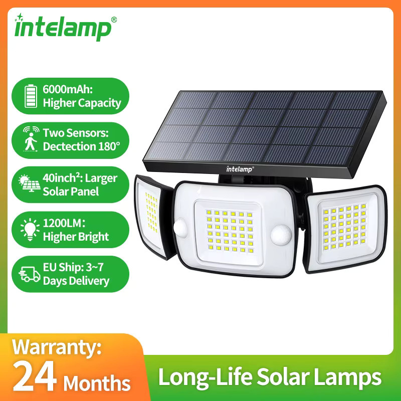 Intelamp Solar-Flutlicht mit Bewegungssensor für den Außenbereich und Garten, Weiß - Bild 4