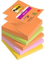 Post-it Super Sticky Z-Notes Boost Collection Haftnotizen, Multicolor, B/H: 7,6 x 7,6 cm, 5 x 90 Blatt - Bild 1