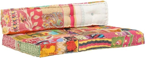 vidaXL Palettensofa-Auflage Patchwork Mehrfarbig aus Baumwolle B/T: 120 x 80 x 12 cm
