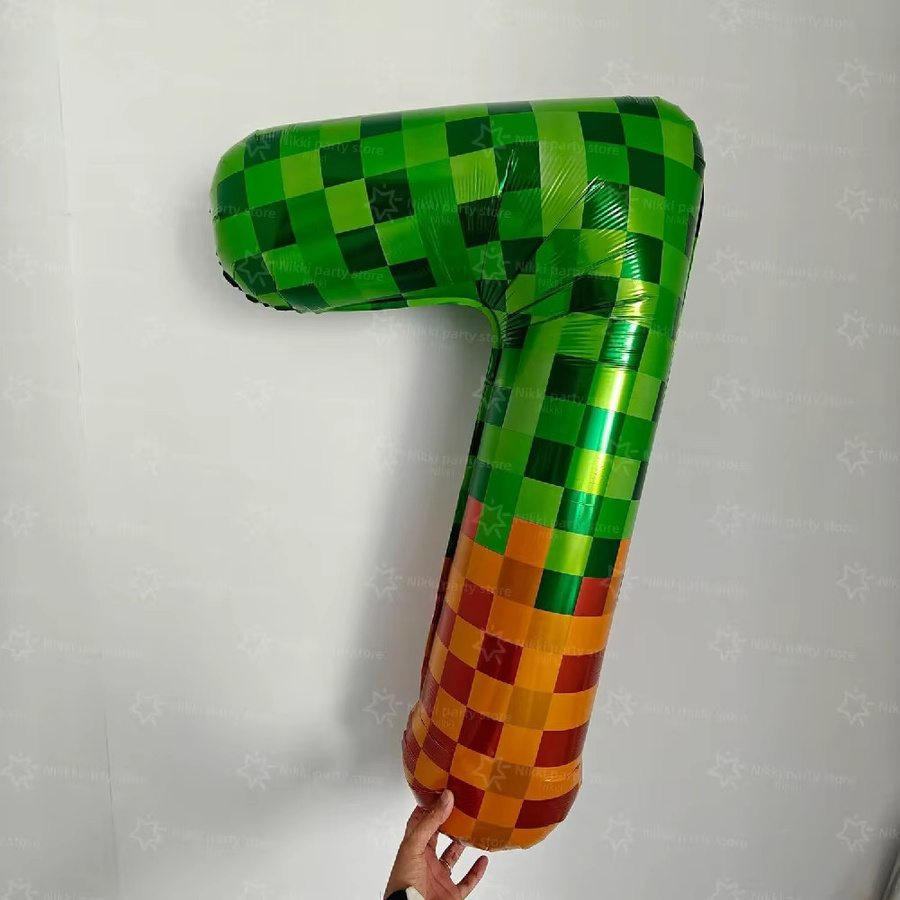 Pixel Miner Zahlen-Folienballon, Grün, 40 Zoll, Groß - Bild 2