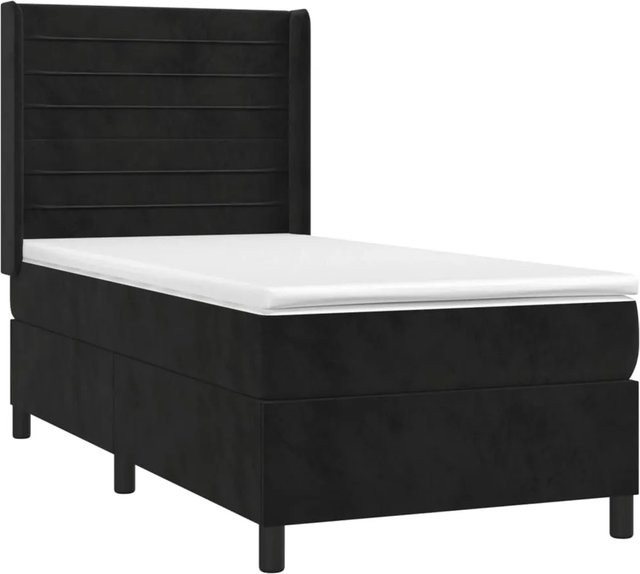 vidaXL Boxspringbett mit Matratze in Schwarz aus Samt mit LED-Unterbettbeleuchtung und USB-Ladeanschluss B/T: 100 x 200 cm - Bild 1