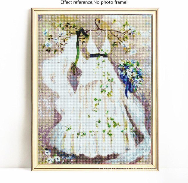 FIYO 5D DIY Diamantmalerei Motiv Hochzeit mit floralen Elementen, Mehrfarbig, B x H: 20 x 30 cm - Bild 1