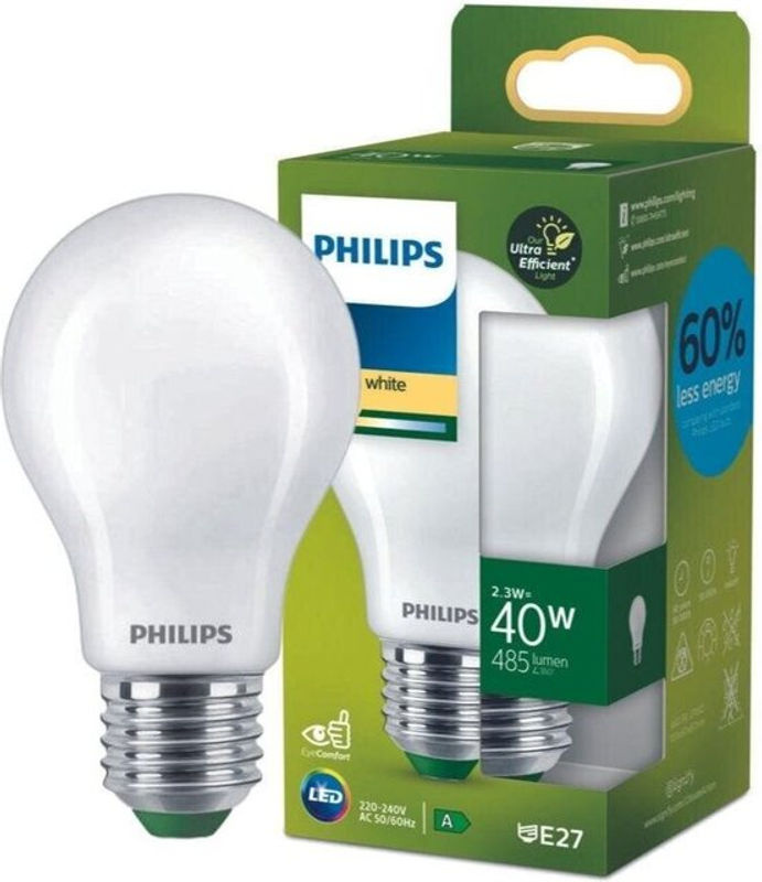 Philips LED-Leuchtmittel Classic Ultraeffizient E27 Glühlampenform 2,3W 485lm Warmweiß - Bild 2