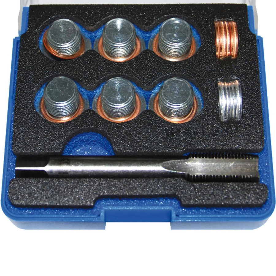 BGS Reparatursatz für Öl-Ablass-Gewinde M14 x 1,25 mm aus Stahl in Silber - Bild 2