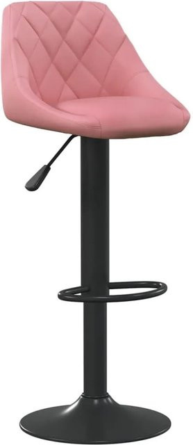 DELUKE Barhocker DUKE höhenverstellbar in Rosa Samt, drehbarer Küchenhocker mit Stahlgestell - Bild 1
