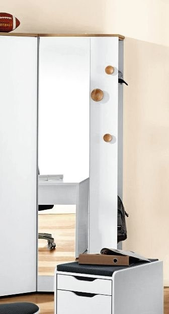 Garderobe PAIDI OSCAR für Kinder in Weiß mit Spiegeltür und Haken - Bild 1