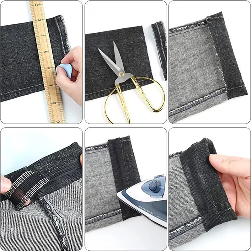 Selbstklebendes Saumband zum Aufbügeln für Hosen und Jeans in Schwarz, DIY-Nähstoff zum Verkürzen von Kleidung - Bild 4