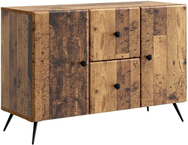 vidaXL Sideboard Altholz-Optik in Braun mit integrierter Beleuchtung, B/T/H: 89 x 34,5 x 60 cm - Bild 1