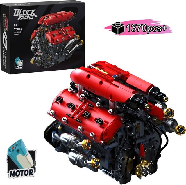 Yaafun Technische V8 Motor Modell Bausteine Set, mit Elektromotor, ab 8 Jahren - Bild 1