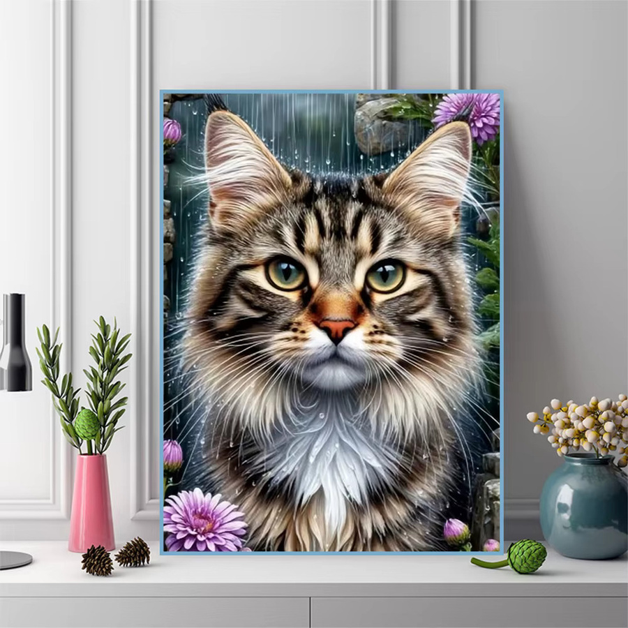 Momoart Katzen-Diamantmalerei DIY-Mosaik-Bild für Erwachsene in Mehrfarbig, B/H: 30 x 30 cm - Bild 3