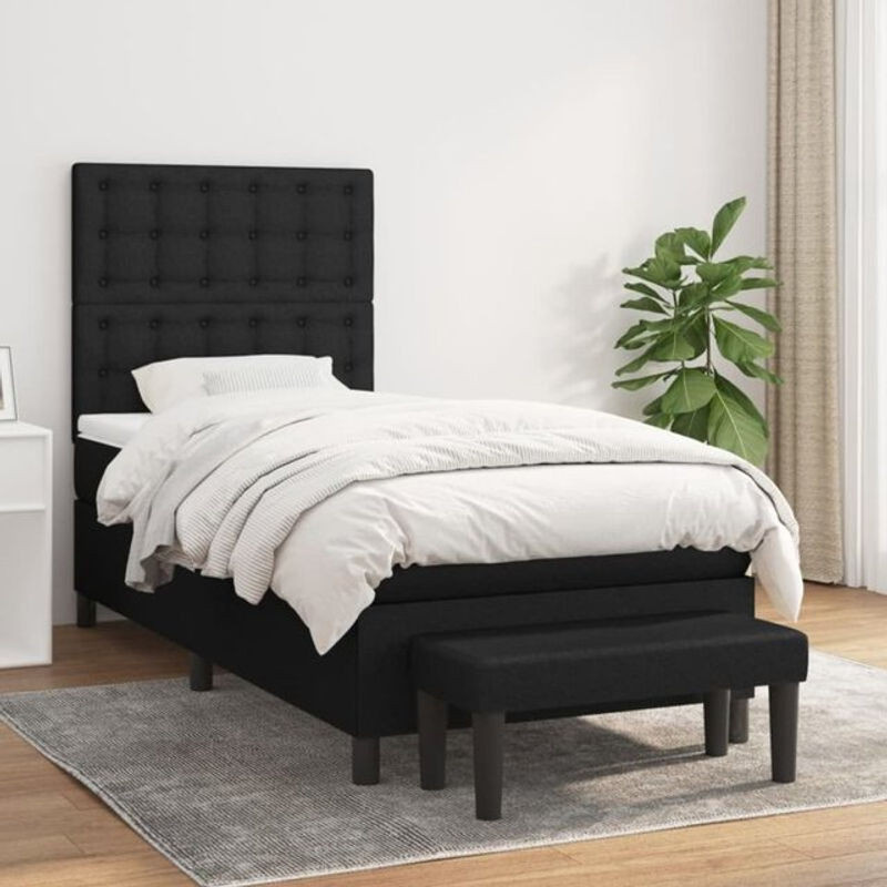 Boxspringbett mit Matratze von vidaxl in Schwarz aus Stoff, B/T: 100 x 200 cm - Bild 1