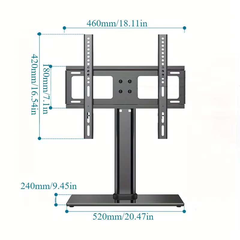 BEISHI Höhenverstellbarer und drehbarer TV-Ständer für 32–55 Zoll LCD/LED in Schwarz mit Bodenmontage, VESA: 600 x 400 mm, max. 40 kg - Bild 2